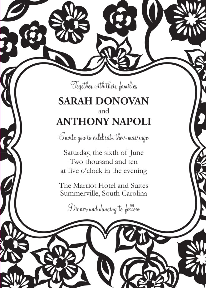 Sofia Invitations and Prints black and white invitation
