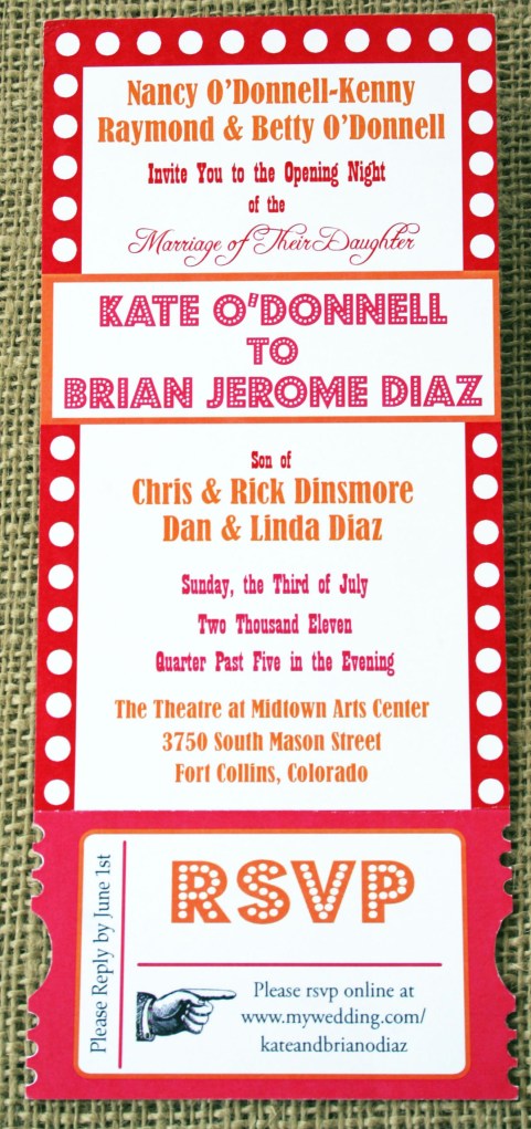 Kate O'Donnell Diaz wedding invitation