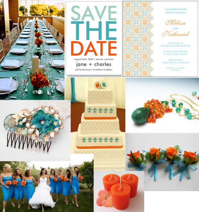 turquoise and orange