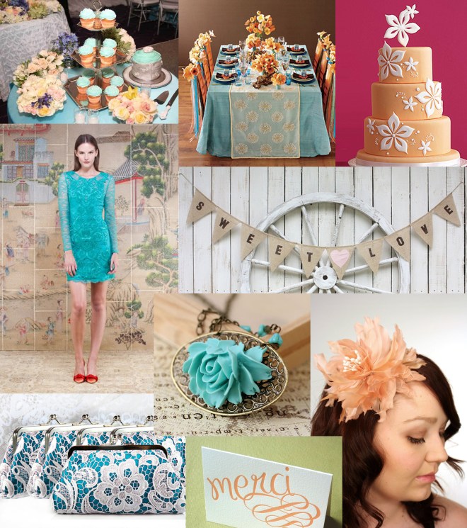 turquoise and peach wedding wedding inspiration