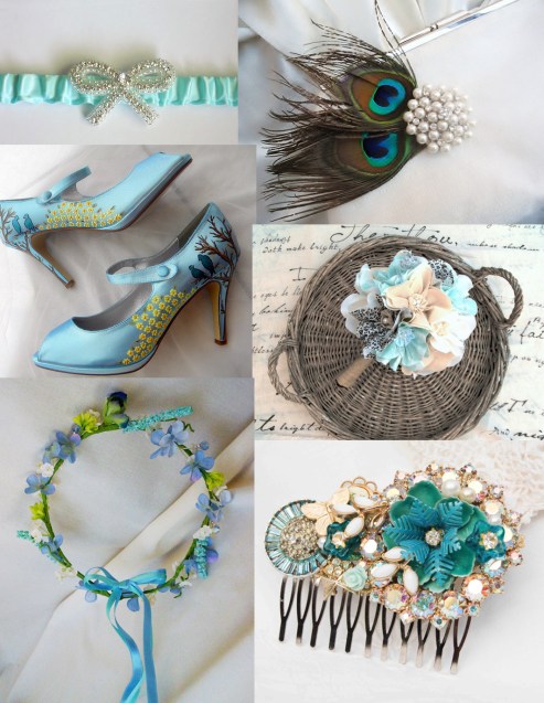 blue wedding items from Etsy shops